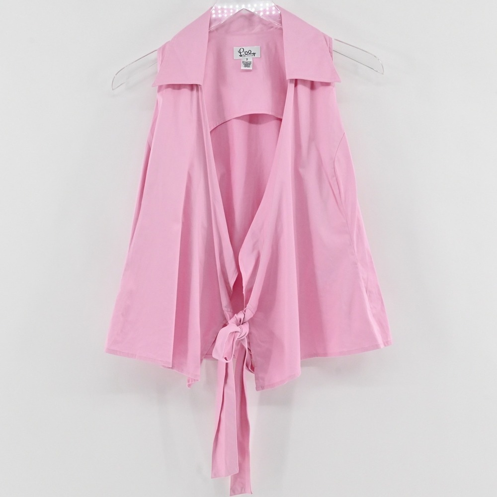 Lilly Pulitzer Vintage Y2k Wrap Top Womens Size 2 Pink Sleeveless Tie Cotton